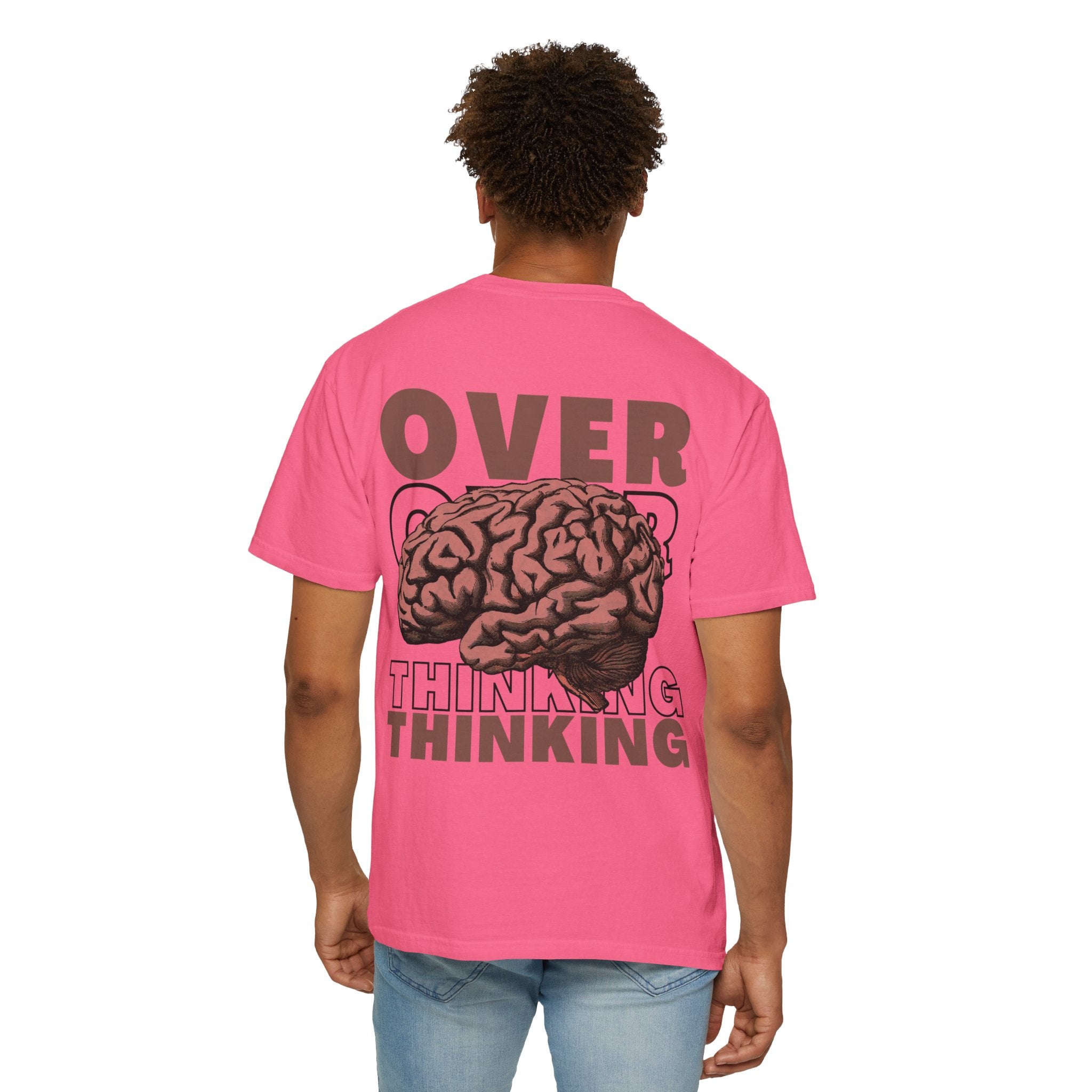 Overthinking Brain Graphic T-Shirt — "Overthinking" Back Print
