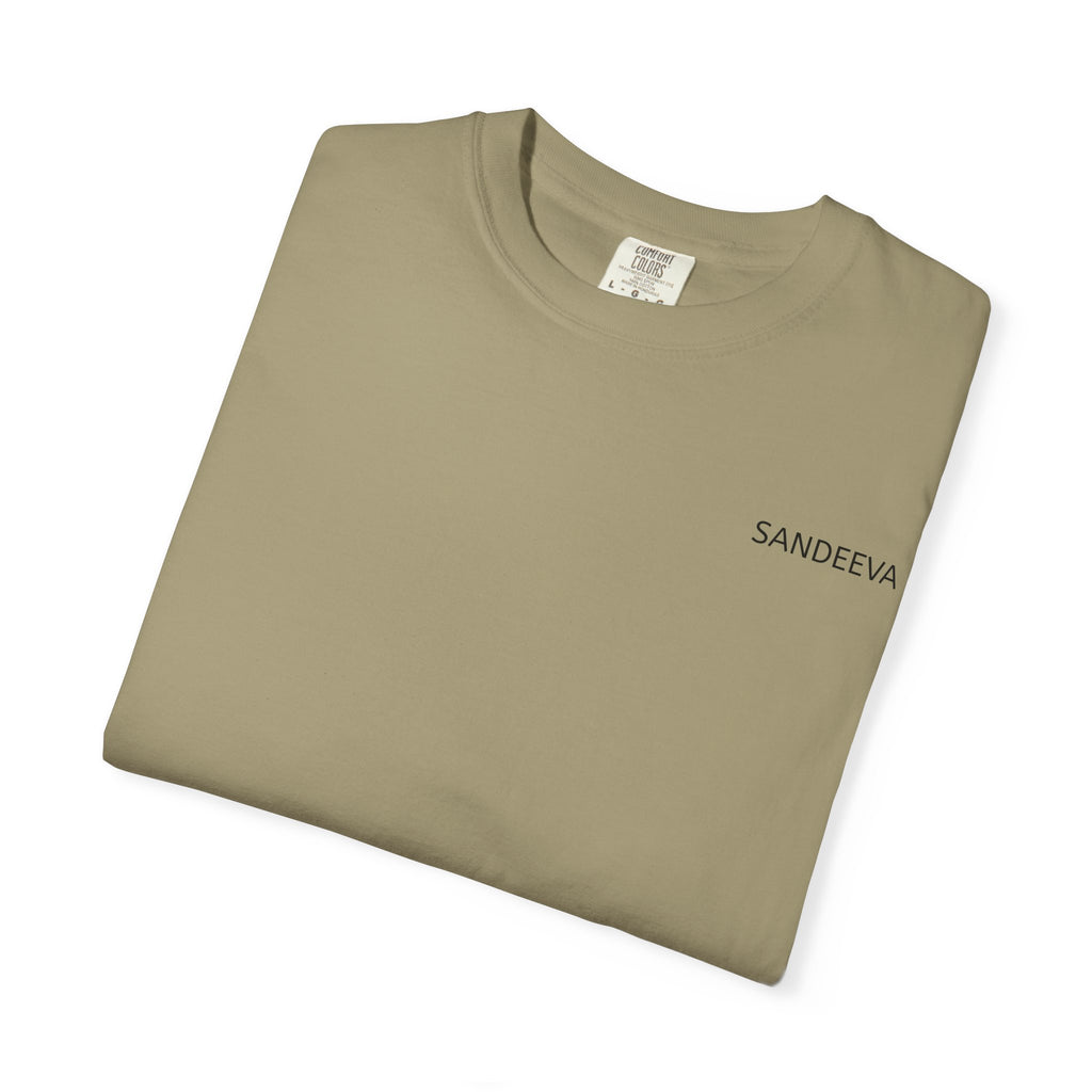 Minimal 'SANDEEVA' Solid T-Shirt — Garment-Dyed Cotton Tee