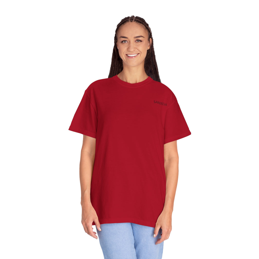 Minimal 'SANDEEVA' Solid T-Shirt — Garment-Dyed Cotton Tee