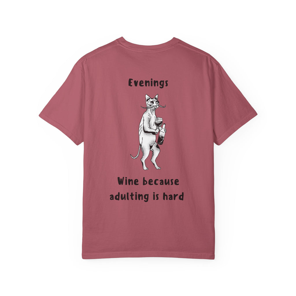 Graphic Tee — “Mornings: Coffee / Evenings: Wine Because Adulting Is Hard”