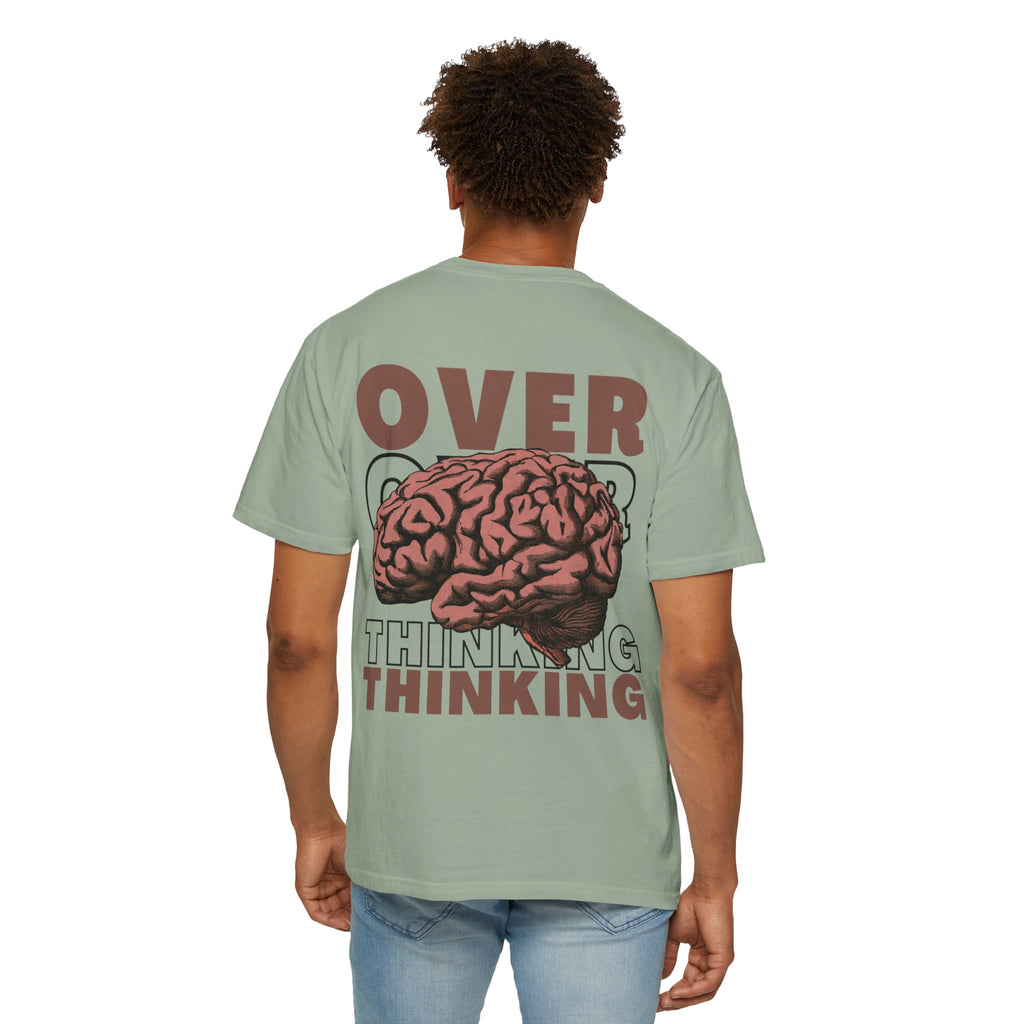 Overthinking Brain Graphic T-Shirt — "Overthinking" Back Print