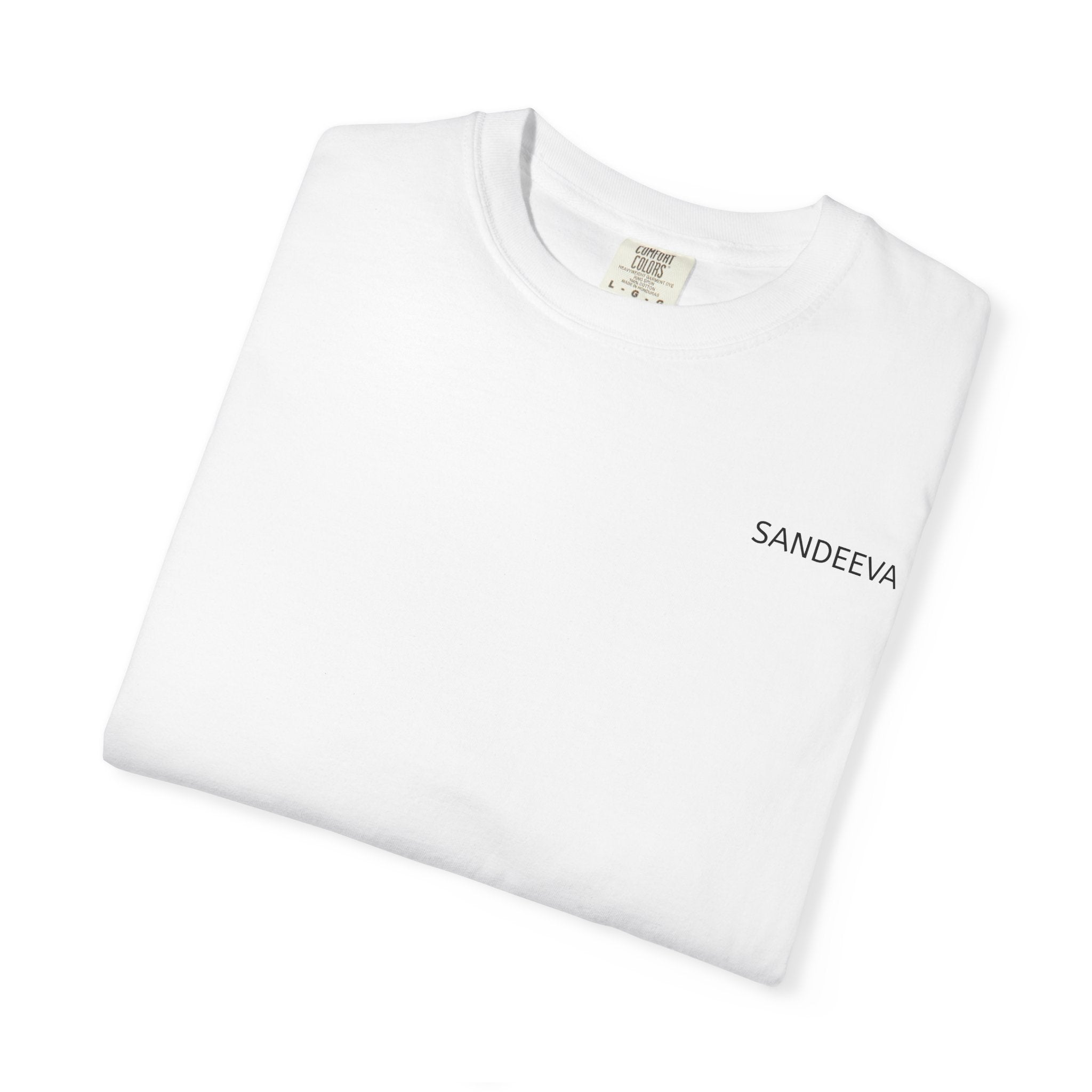 Minimal 'SANDEEVA' Solid T-Shirt — Garment-Dyed Cotton Tee