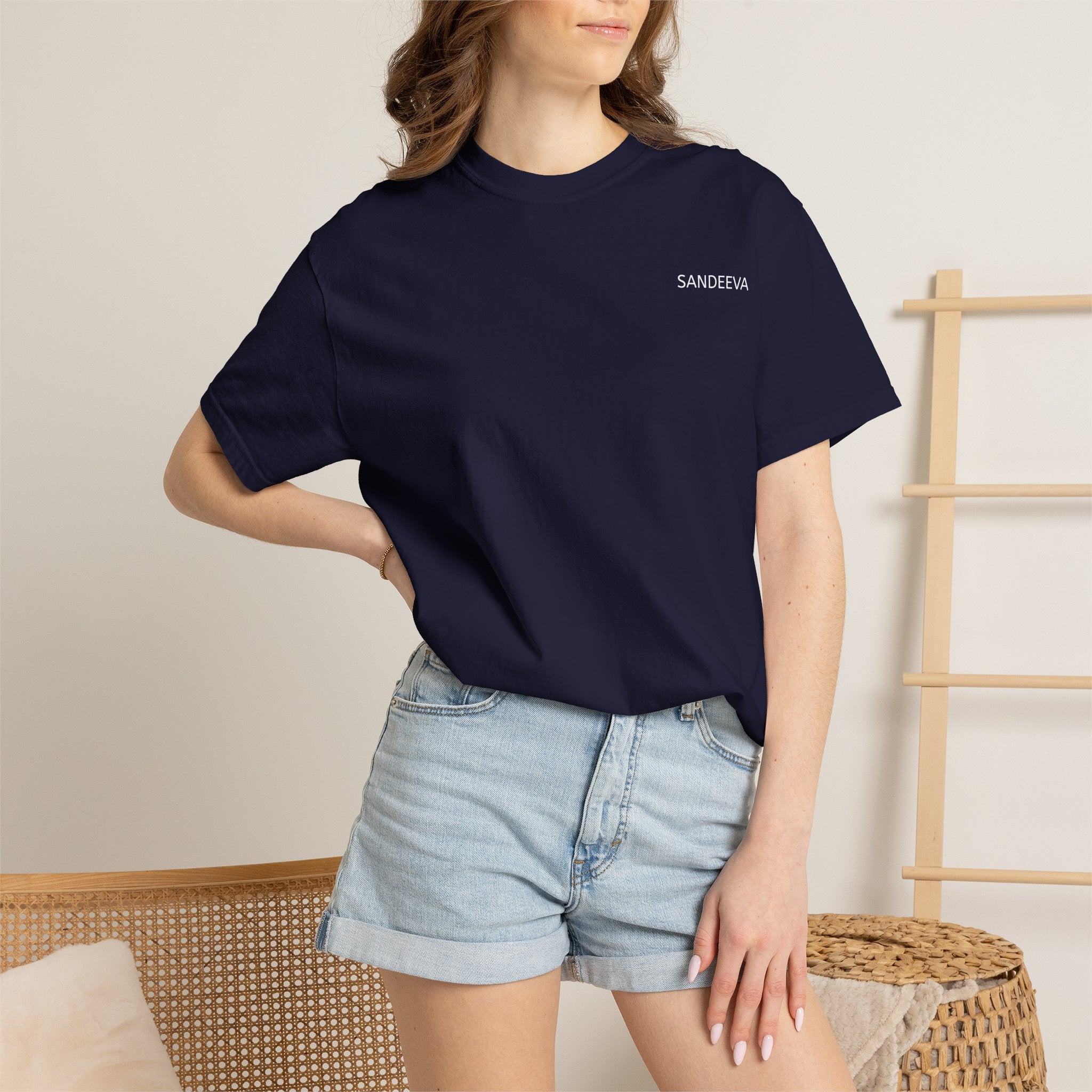 T-Shirt — Minimal 'SANDEEVA' Chest Logo Solid Tee