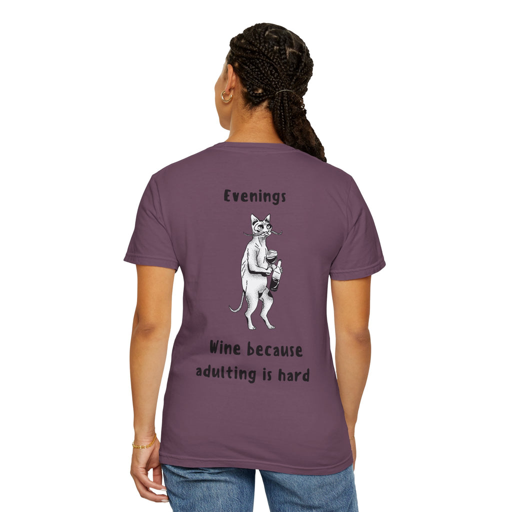 Graphic Tee — “Mornings: Coffee / Evenings: Wine Because Adulting Is Hard”