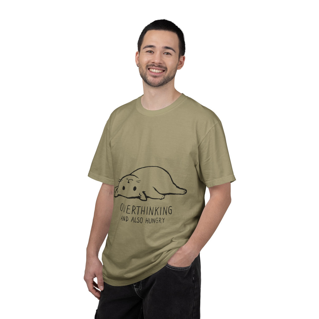 Overthinking and Also Hungry T-Shirt — Cute Lazy Cat Graphic Tee