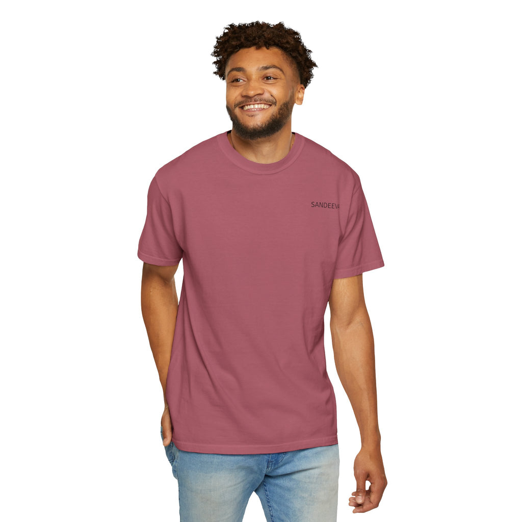 Minimal 'SANDEEVA' Solid T-Shirt — Garment-Dyed Cotton Tee