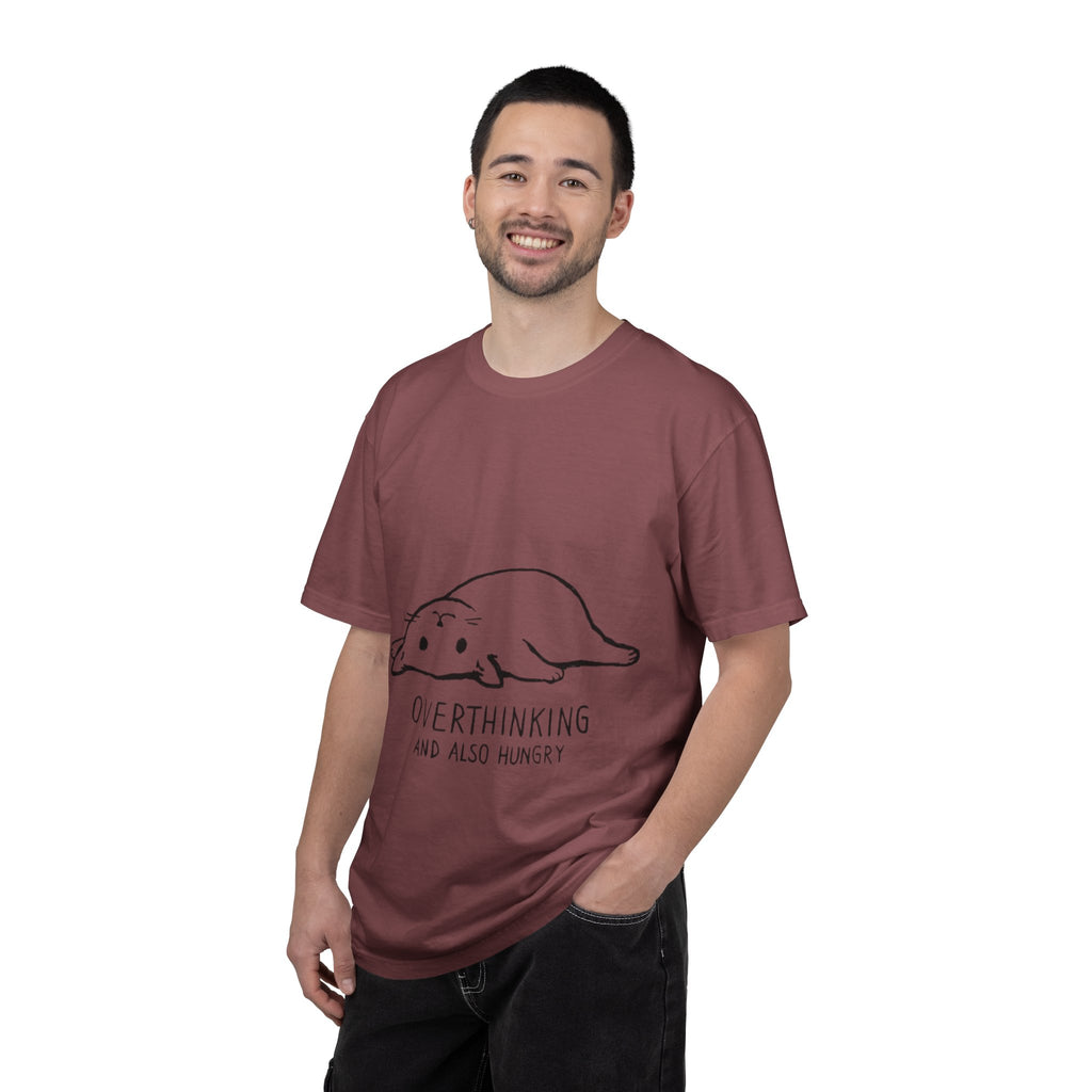 Overthinking and Also Hungry T-Shirt — Cute Lazy Cat Graphic Tee