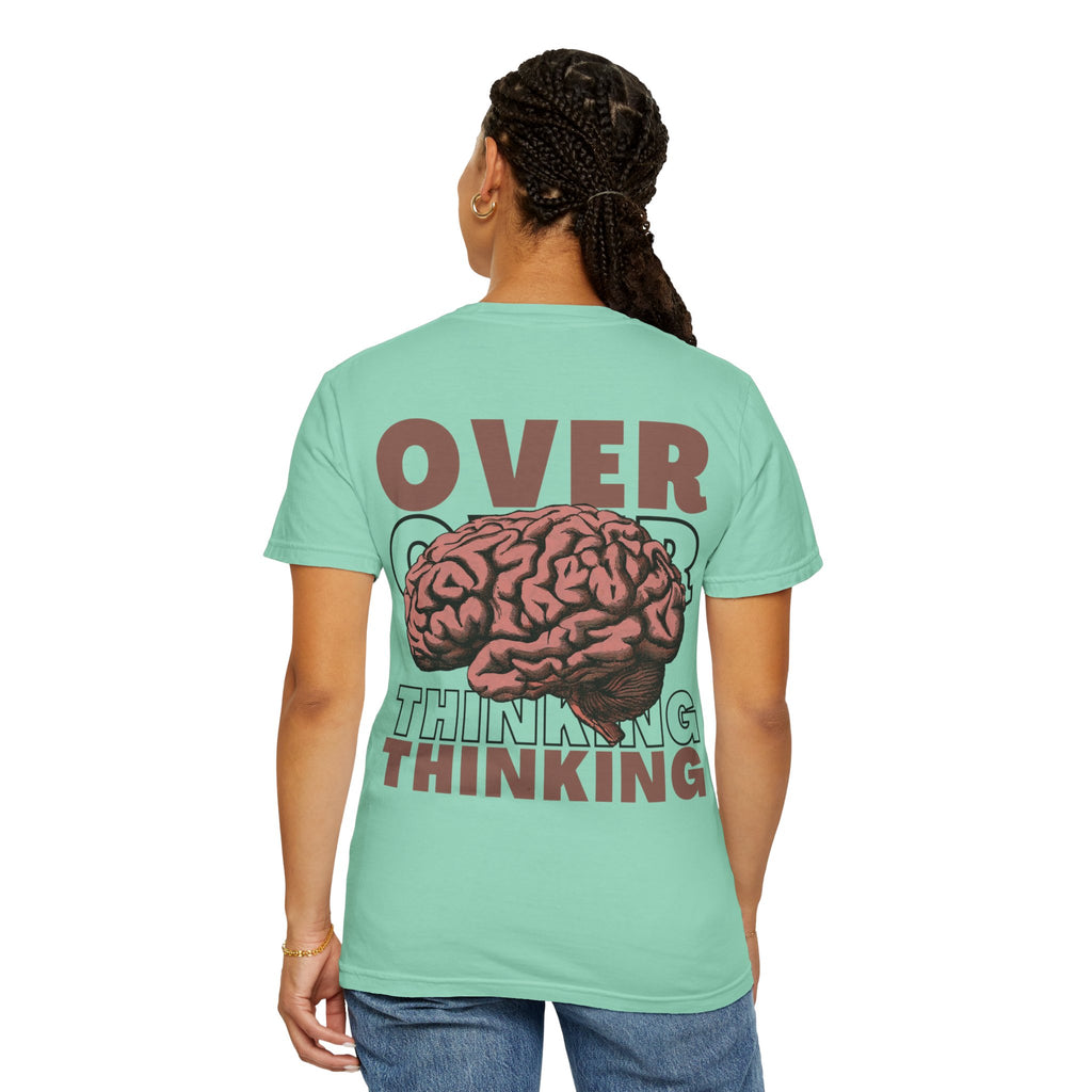 Overthinking Brain Graphic T-Shirt — "Overthinking" Back Print