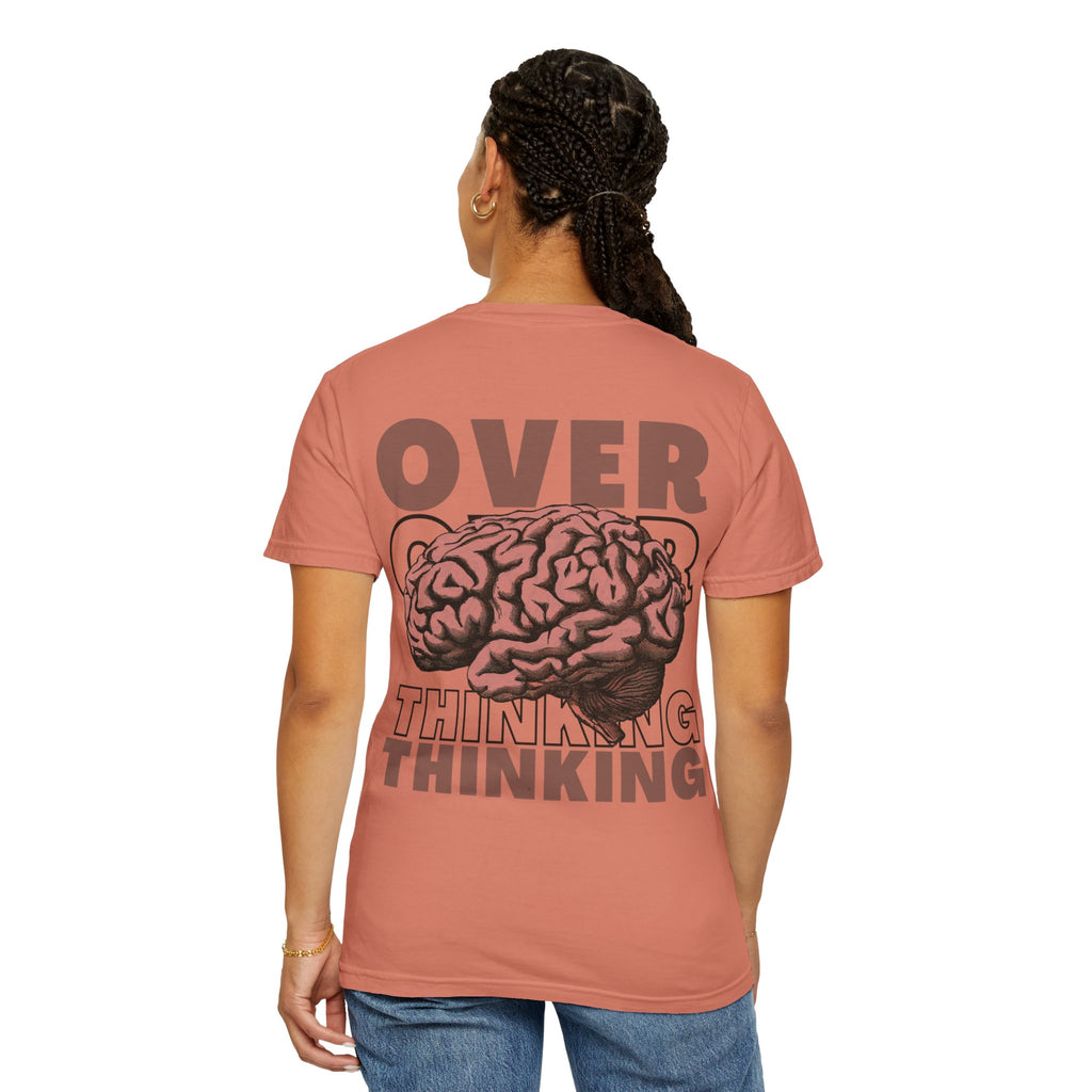 Overthinking Brain Graphic T-Shirt — "Overthinking" Back Print