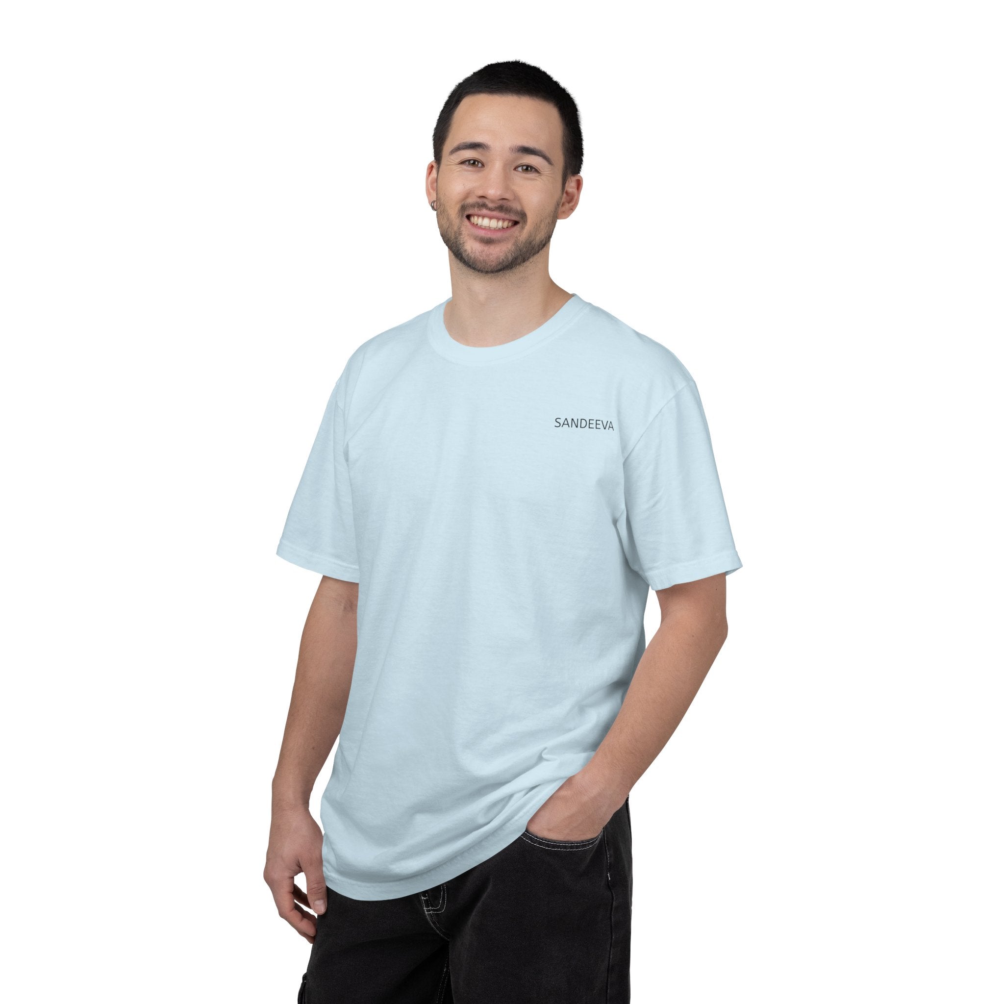 Minimal 'SANDEEVA' Solid T-Shirt — Garment-Dyed Cotton Tee