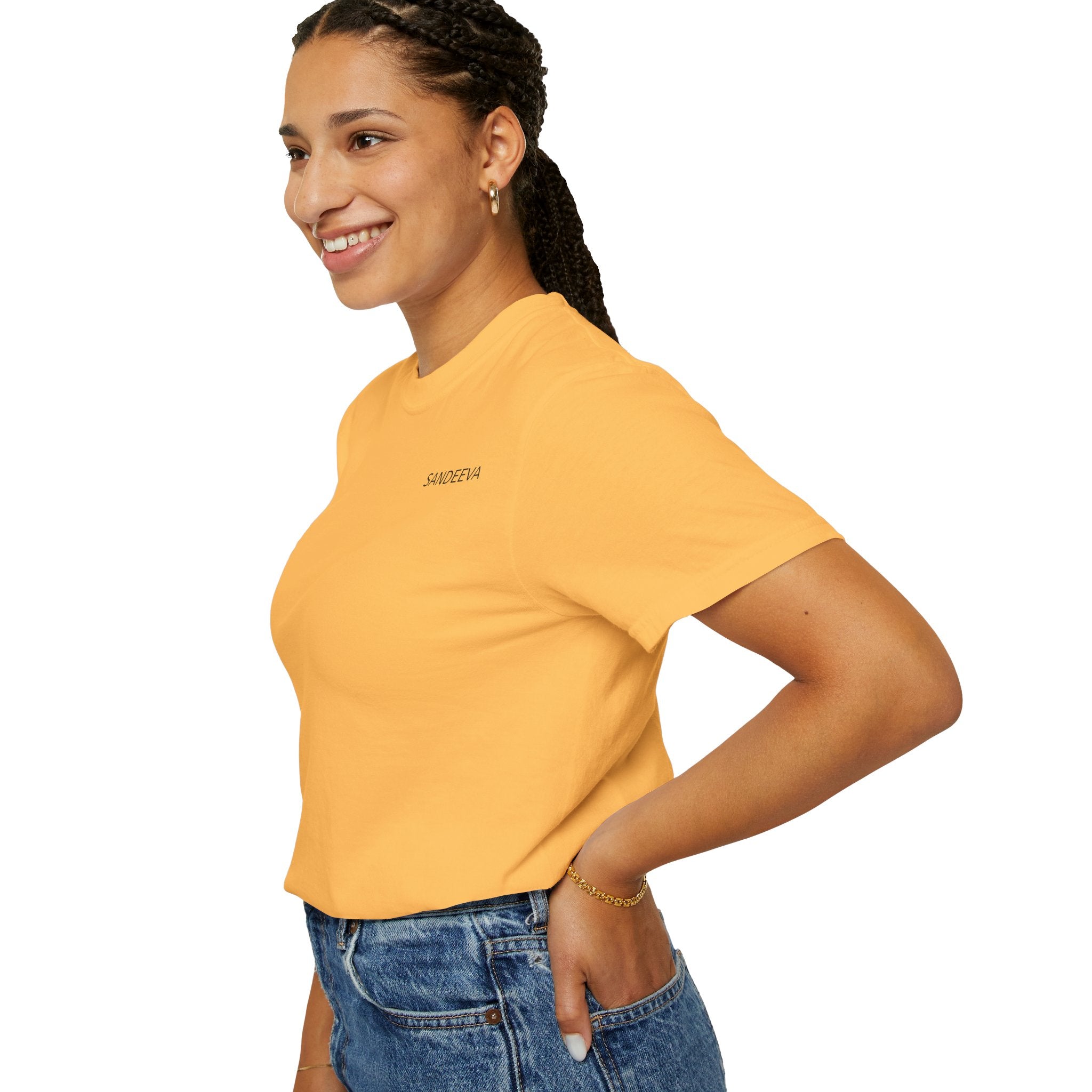 Minimal 'SANDEEVA' Solid T-Shirt — Garment-Dyed Cotton Tee