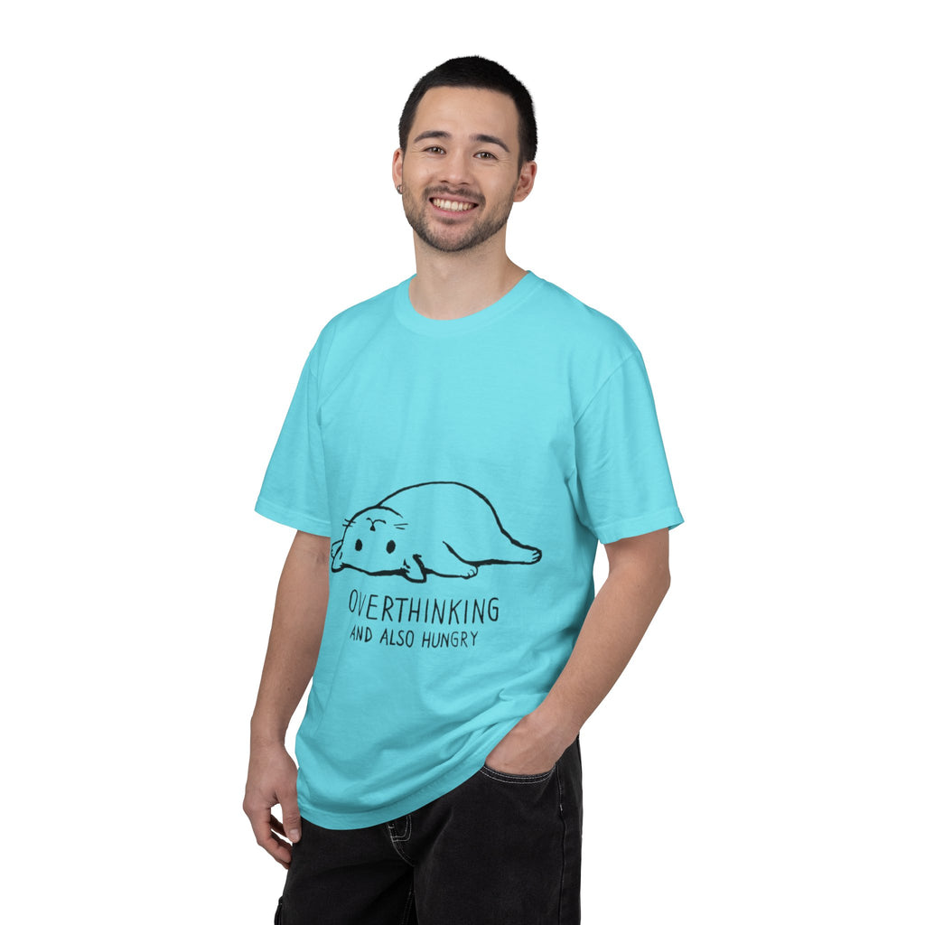 Overthinking and Also Hungry T-Shirt — Cute Lazy Cat Graphic Tee
