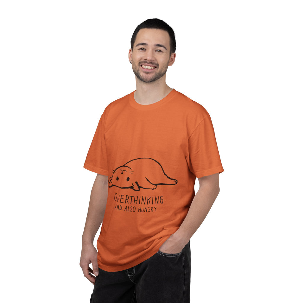 Overthinking and Also Hungry T-Shirt — Cute Lazy Cat Graphic Tee