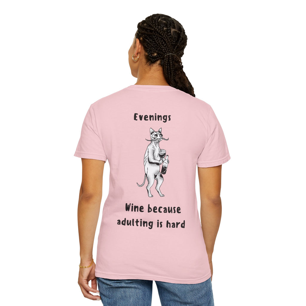 Graphic Tee — “Mornings: Coffee / Evenings: Wine Because Adulting Is Hard”